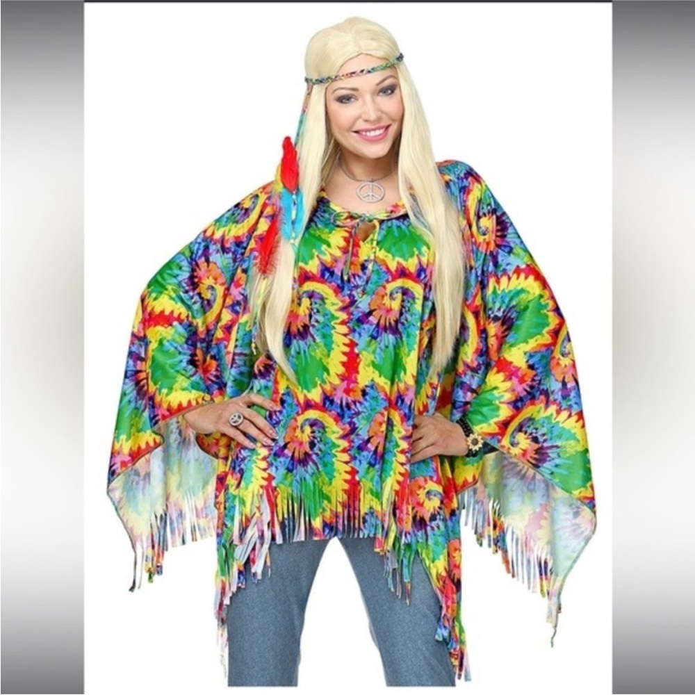 Spirit Multicolor Tie-Dye Fringe Poncho